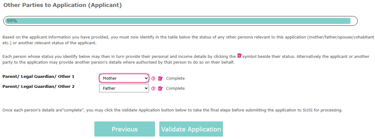 Other Parties - Validate Application