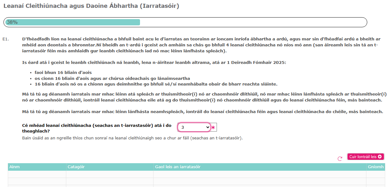 E1 Leanai Cleithiunacha