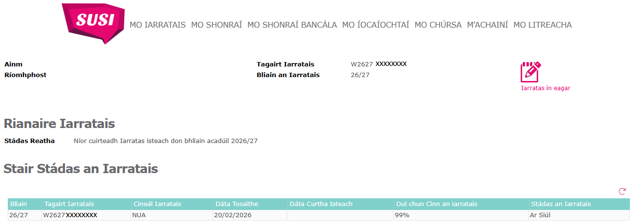 Rianaire Iarratais  - Tracker Edit application