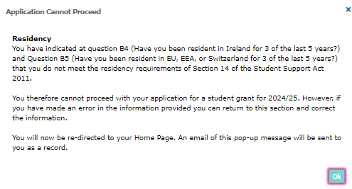 image of Residency application cannot proceed