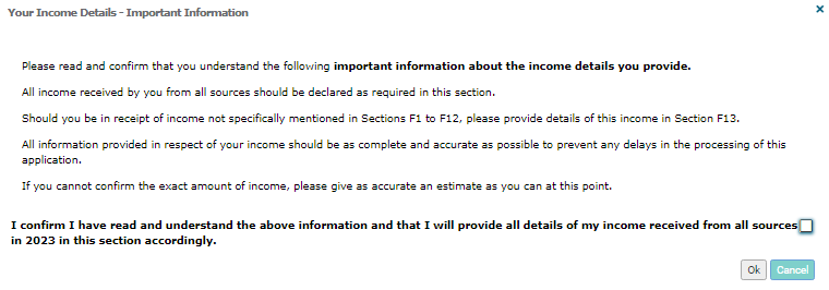 image of Your income details important information