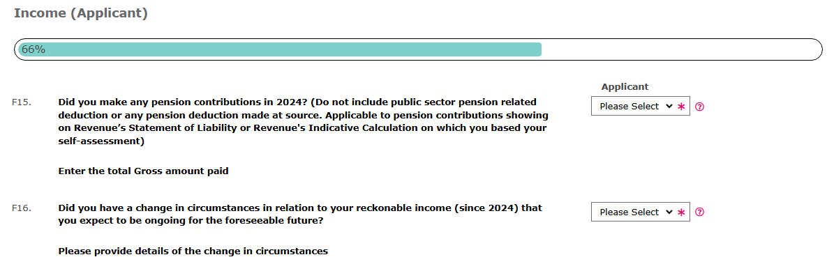 Image of Income Applicant F15-F16 screen
