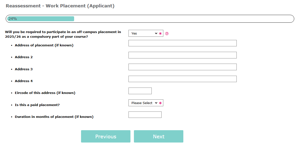 Image of Reassessment Work Placement Yes 25-26 screen