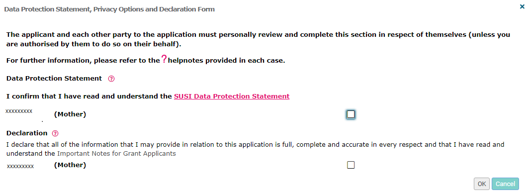 Image of Data Protection, Privacy Options & Declaration Form