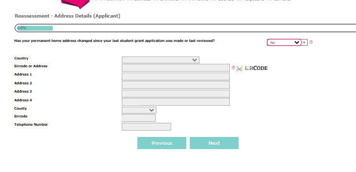 Image of Reassessment Course details Applicant address 24-25