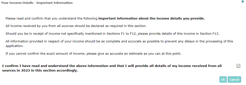 Image of Your income details important information