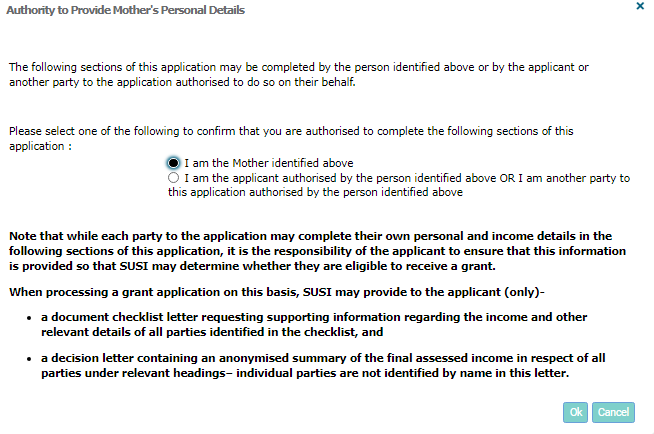 Image of Mother authority to provide details screenshot