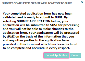 Image of Submit completed application form screenshot