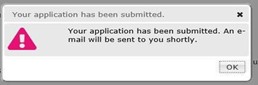 image of Your application has been submitted screenshot